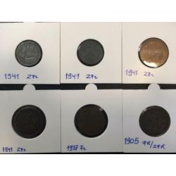 2 1/2 cent halve stuiver 6 stuks Wilhelkmina Zeer Fraai