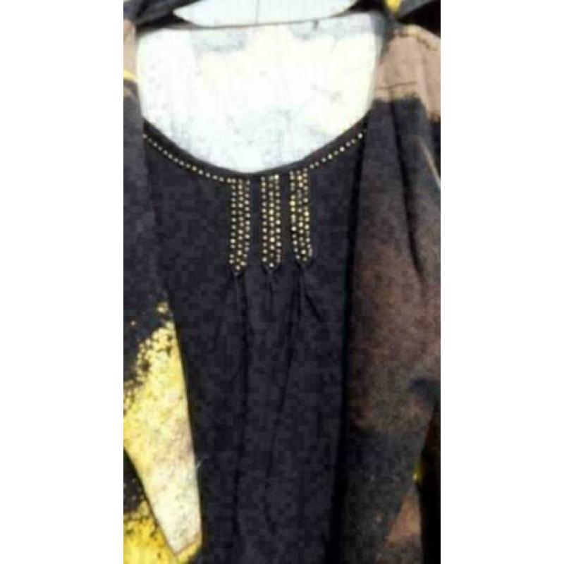 ROBERTO SARTO zwart/geel tuniek vest/top ineen mt M