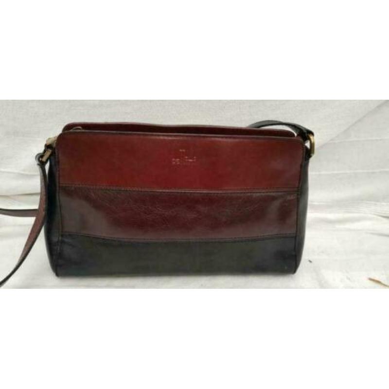 D320: CELLINI cowhide leather schoudertas bruin en zwart
