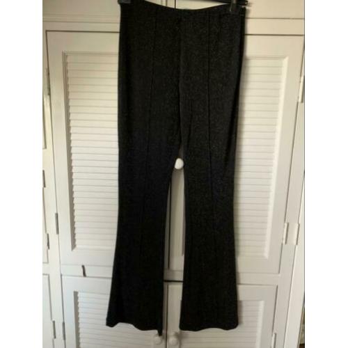 Pieces zwarte broek met zilveren glinsters maat L nieuw met