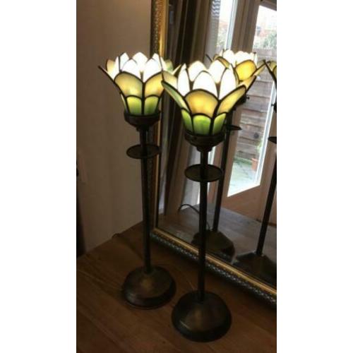 2 stuks Tafellamp glas-in-lood