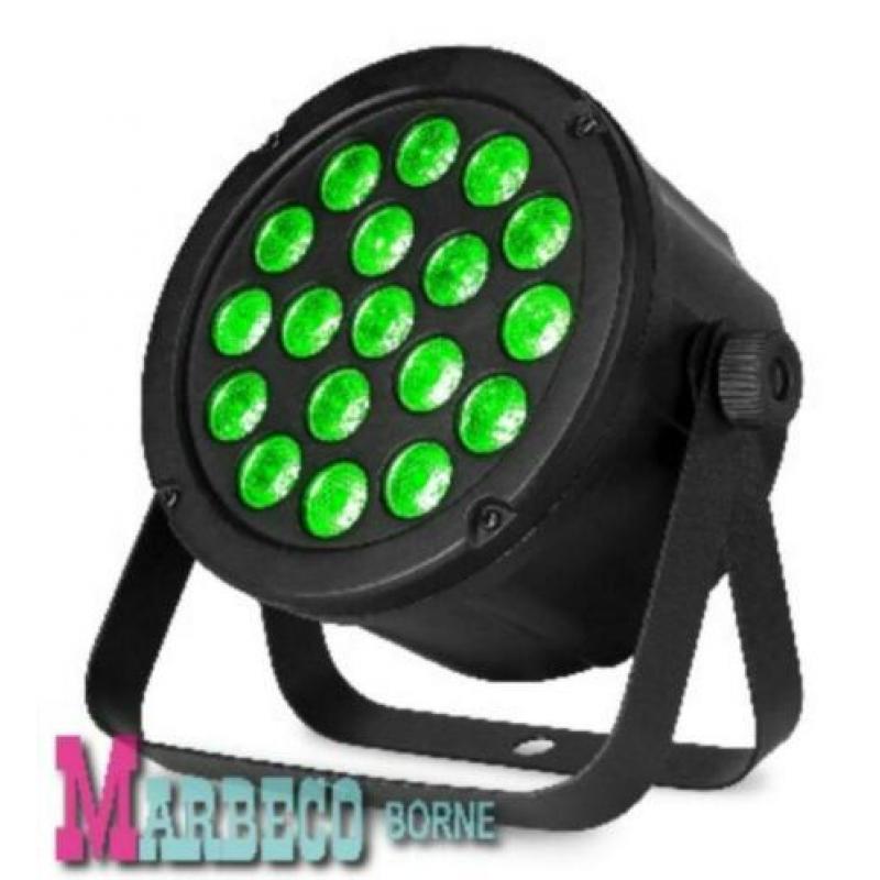 LED SlimPar 45, 18x 3W 3-in-1 RGB LED'S, LED Par DMX