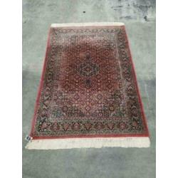 Handgeknoopt indo tapijt roze turquoise oosters wol 137x197