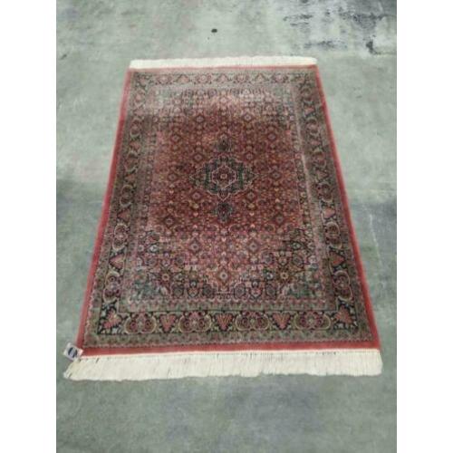 Handgeknoopt indo tapijt roze turquoise oosters wol 137x197