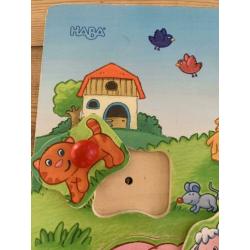 3 Houten Haba puzzels, 1 met dierengeluiden