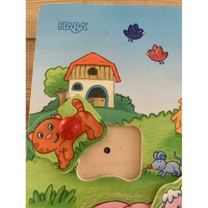 3 Houten Haba puzzels, 1 met dierengeluiden