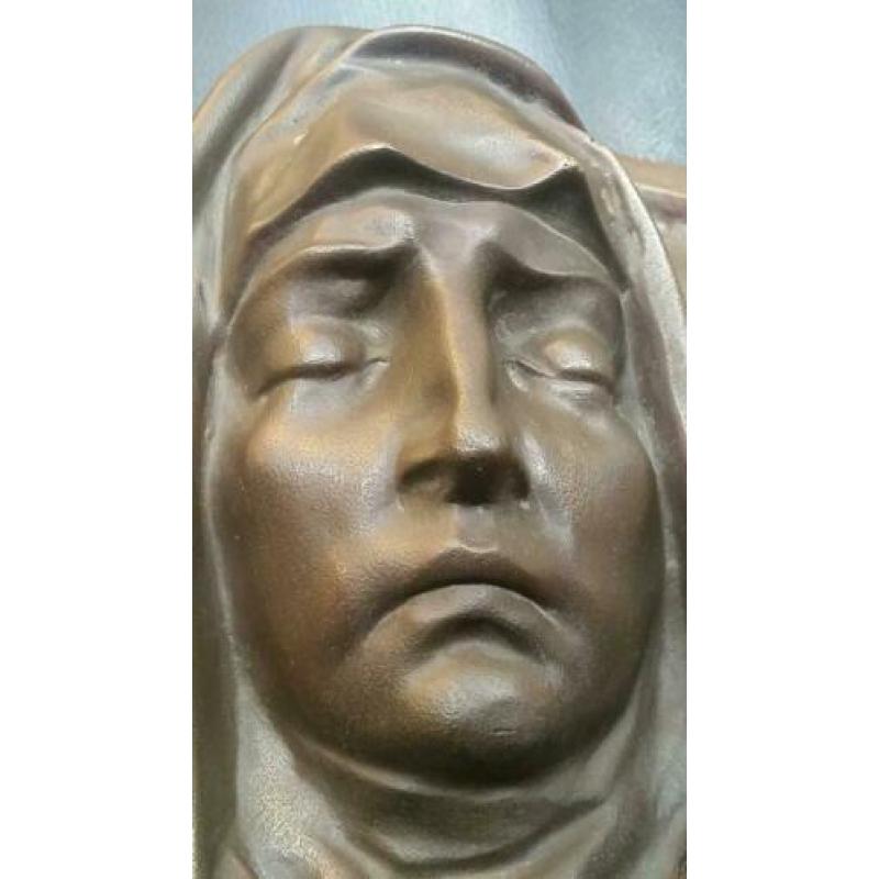 Bronzen Wall Plaque Mary Sculpture by Francis Corbeels