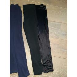9 leggings maat 140 7x blauw 2x zwart