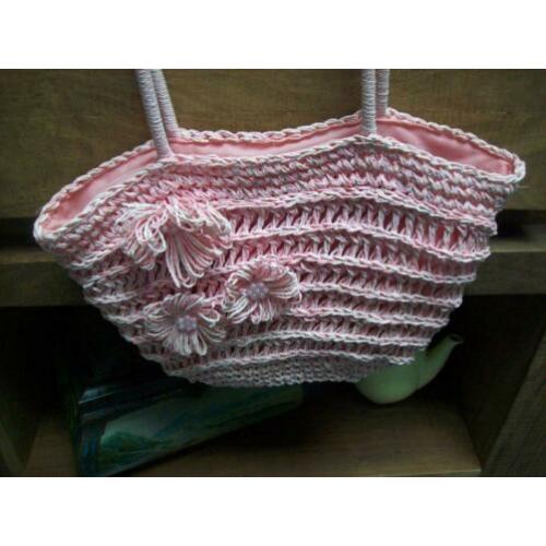opruiming brocante roze schoudertas in vintage look