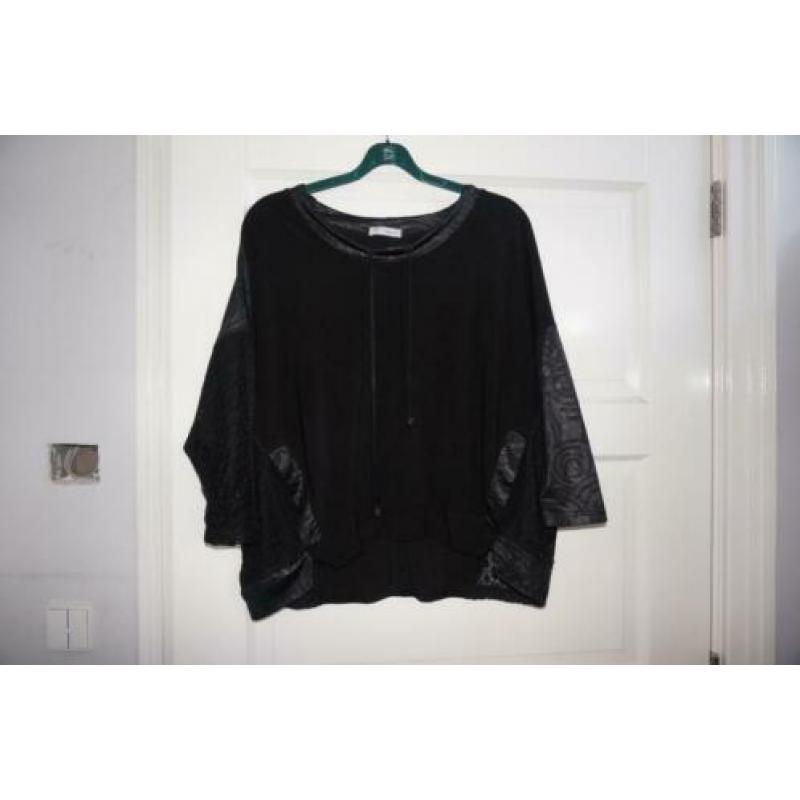 truitje / shirt van magna met lederlook en gaas maat 44 46 4