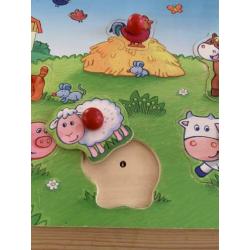 3 Houten Haba puzzels, 1 met dierengeluiden