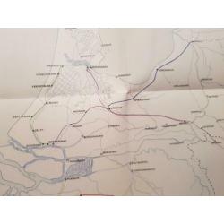 landkaart Nederlandse spoorwegen 1864, NS, treinkaart