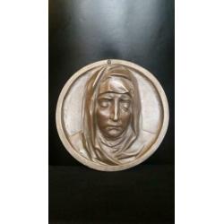 Bronzen Wall Plaque Mary Sculpture by Francis Corbeels