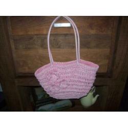 opruiming brocante roze schoudertas in vintage look