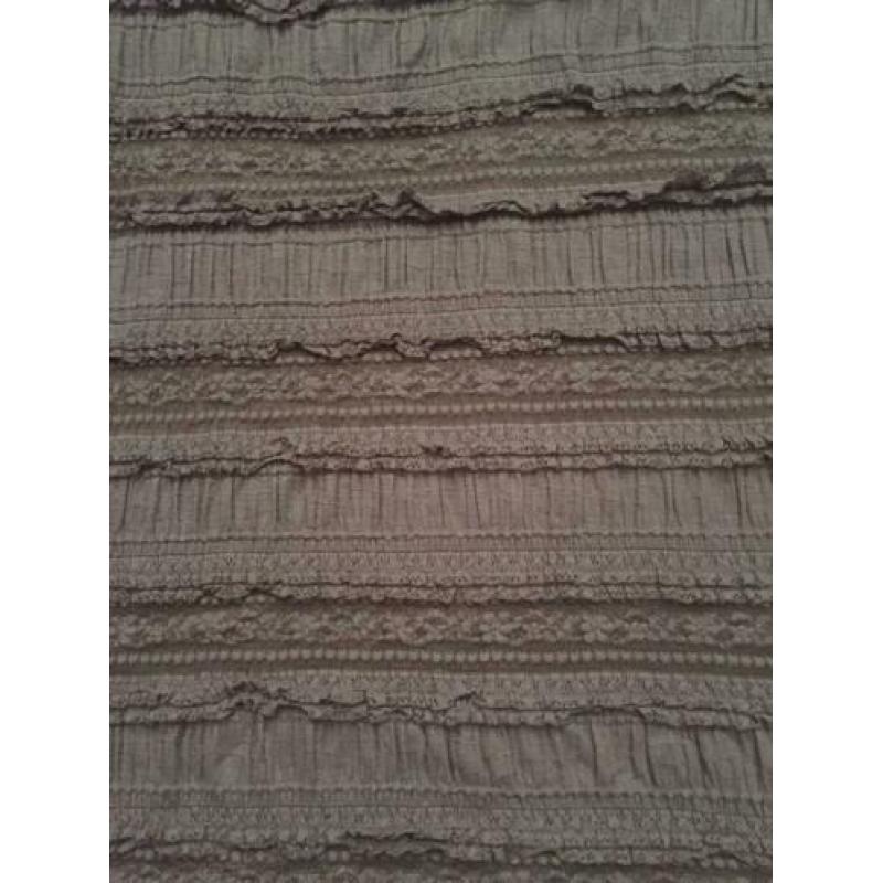 Taupebruin longsleeve met brorderie 3/4 mouwen mt L EDC