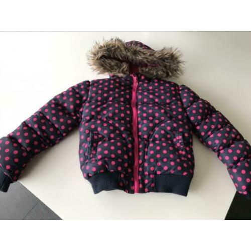 Meisjes winter jas Frendz blauw roze stippen mt 122 (116)