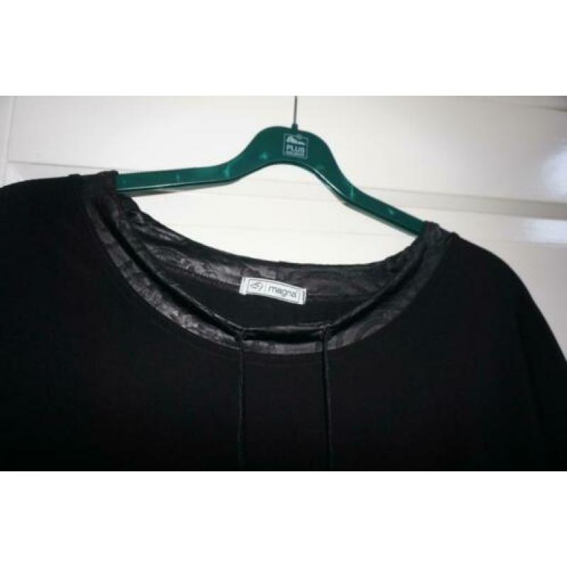 truitje / shirt van magna met lederlook en gaas maat 44 46 4