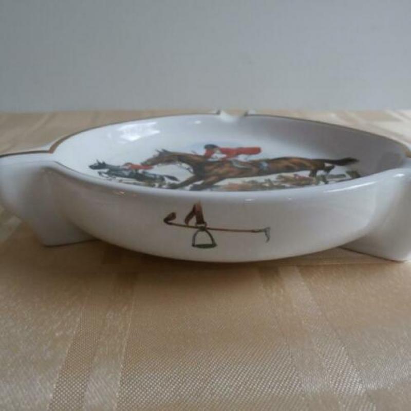porselein asbak engelse jacht paarden honden vintage
