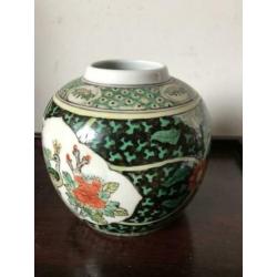 Prachtige gemberpot vaas Chinees porselein 15 cm Chinese