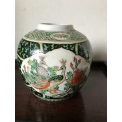 Prachtige gemberpot vaas Chinees porselein 15 cm Chinese