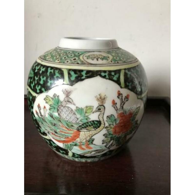 Prachtige gemberpot vaas Chinees porselein 15 cm Chinese