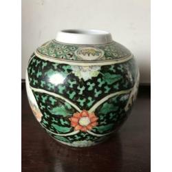 Prachtige gemberpot vaas Chinees porselein 15 cm Chinese