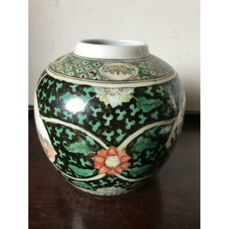 Prachtige gemberpot vaas Chinees porselein 15 cm Chinese