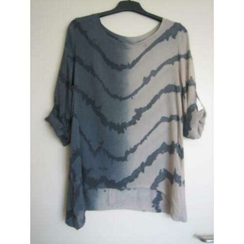 Heerlijk luchtig grijs-beige blouse-shirt 38-40-42 SNAZZEYS