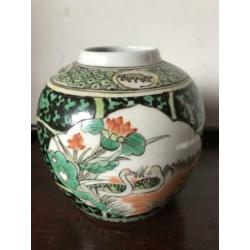 Prachtige gemberpot vaas Chinees porselein 15 cm Chinese