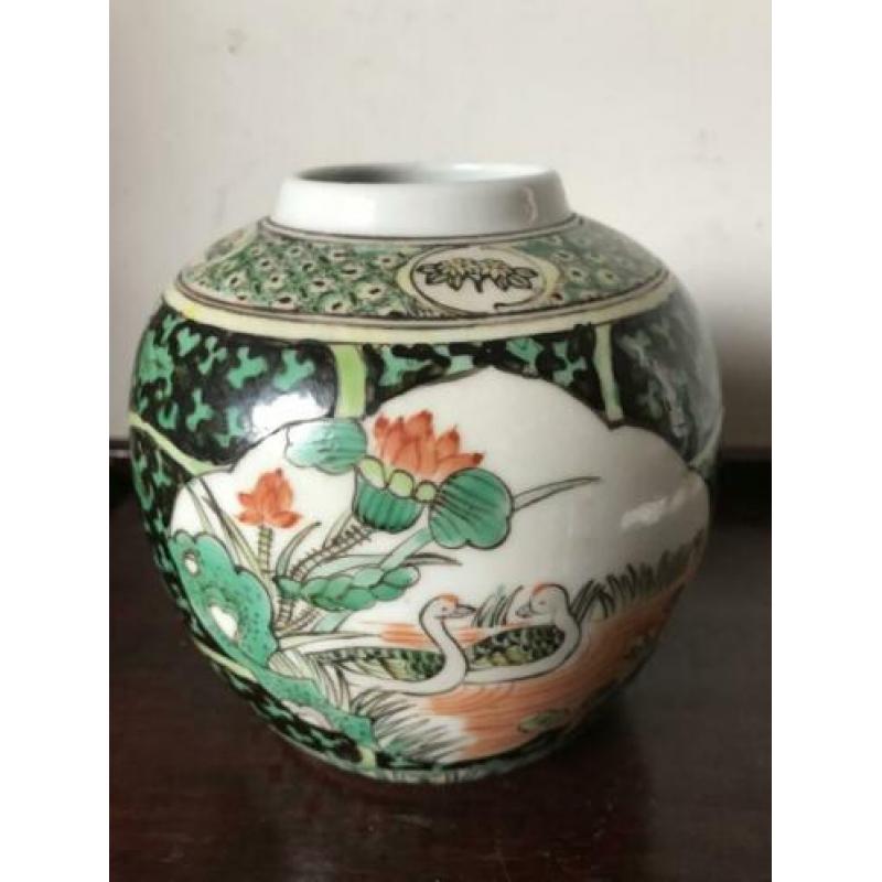 Prachtige gemberpot vaas Chinees porselein 15 cm Chinese