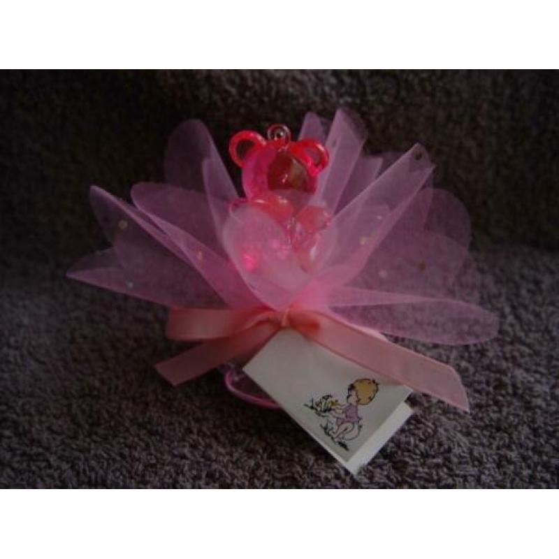 roze en blauwe geboorte bedankjes
