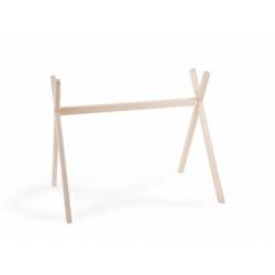 Babygym standaard hout + gehaakt speelgoed groen creme blauw