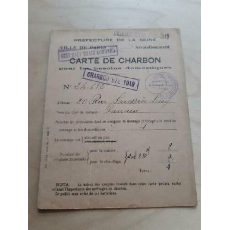 Franse distributie kolen kaart wo1 ww1