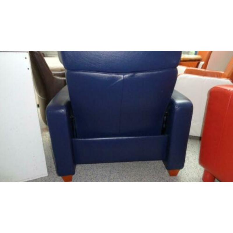 Te koop: blauw lederen Stressless relaxfauteuil