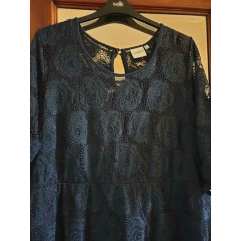 Blauwe kanten jurk junarose maat 50 52
