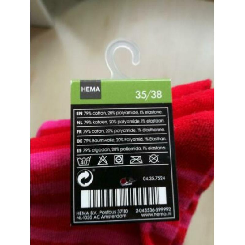 Nieuw hema sokken maat 35/38 roze rood