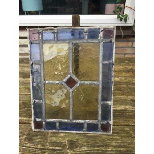 Antiek glas in lood raam opknappertje (B)