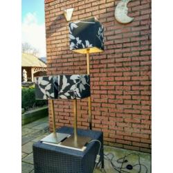 Set van 2 tafellampen en een staande lamp