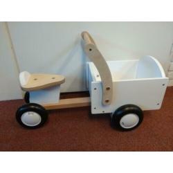 Houten loopfiets bakfiets wit Bandits & Angels -NIEUW- K300A