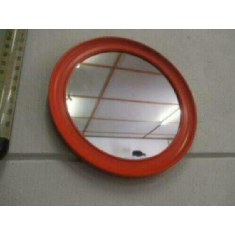 spiegel rond oranje kunststof jaren 70 vintage design retro