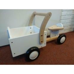 Houten loopfiets bakfiets wit Bandits & Angels -NIEUW- K300A