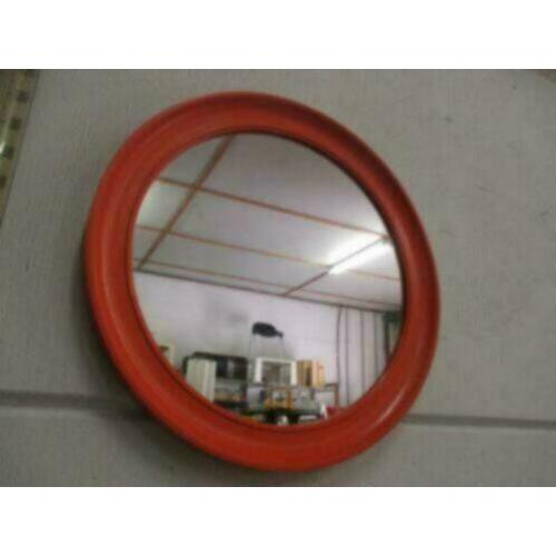 spiegel rond oranje kunststof jaren 70 vintage design retro