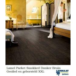 Lamel Parket Klik Gerookte Donker Bruin 14mm dik 4V XXL