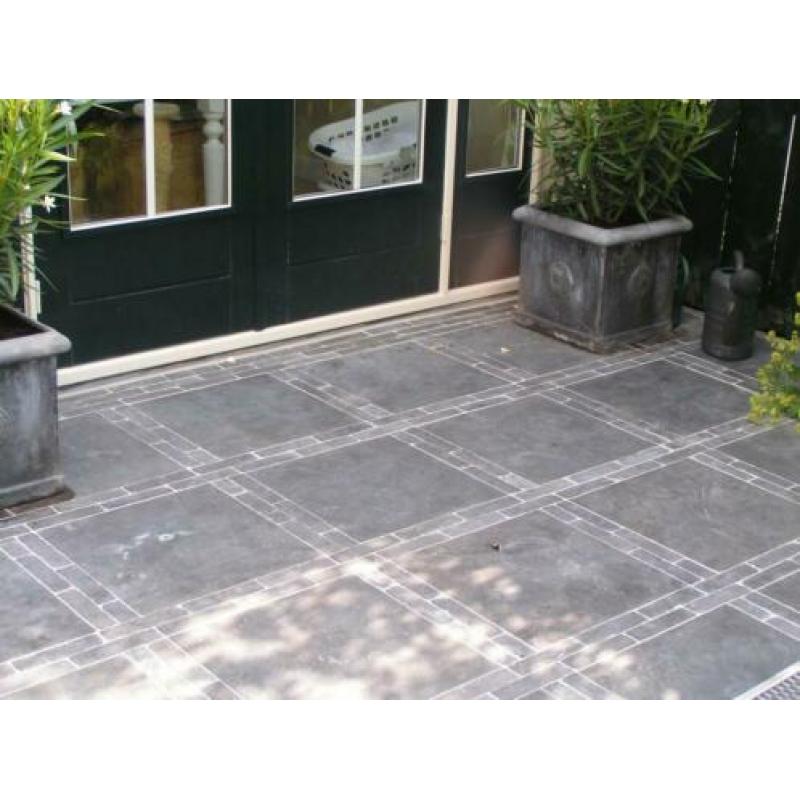 terrastegels Chinees hardsteen 60x60 cm licht getrommeld
