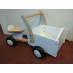 Houten loopfiets bakfiets wit Bandits & Angels -NIEUW- K300A