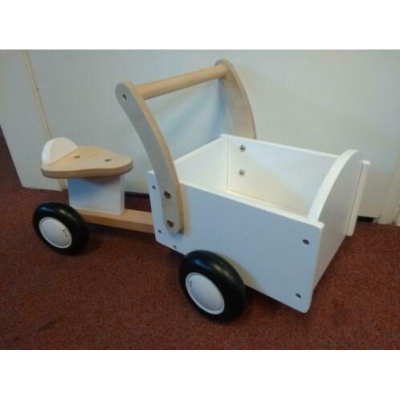 Houten loopfiets bakfiets wit Bandits & Angels -NIEUW- K300A