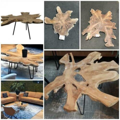 BOOMSTAMTAFEL teak boomstam schijf SALONTAFEL.