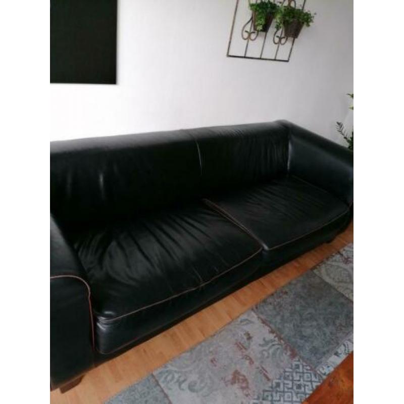 Lederen bankstel plus lederen fauteuil