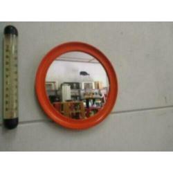 spiegel rond oranje kunststof jaren 70 vintage design retro