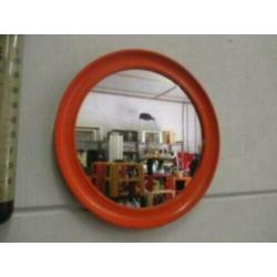 spiegel rond oranje kunststof jaren 70 vintage design retro